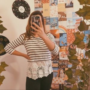 Altar’d state striped lace long sleeve vsco shirt